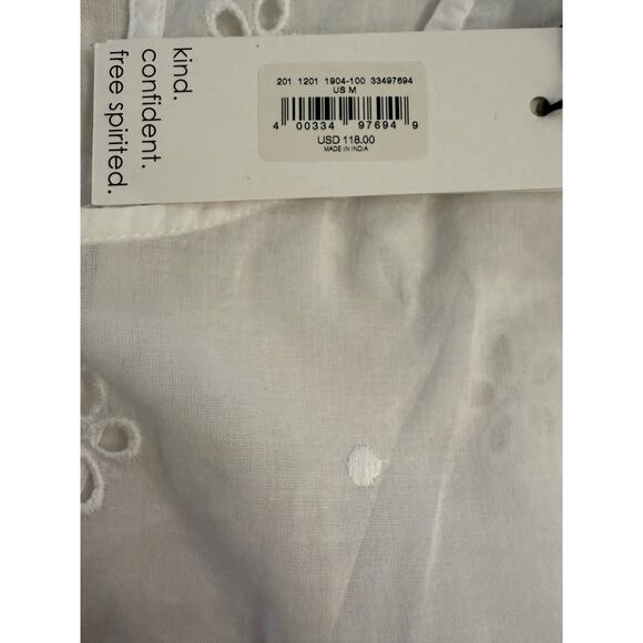 UNSUBSCRIBED Blouse Womens Medium Eyelet Ruffle Boho Embroidered Top Shirt - Picture 4 of 10